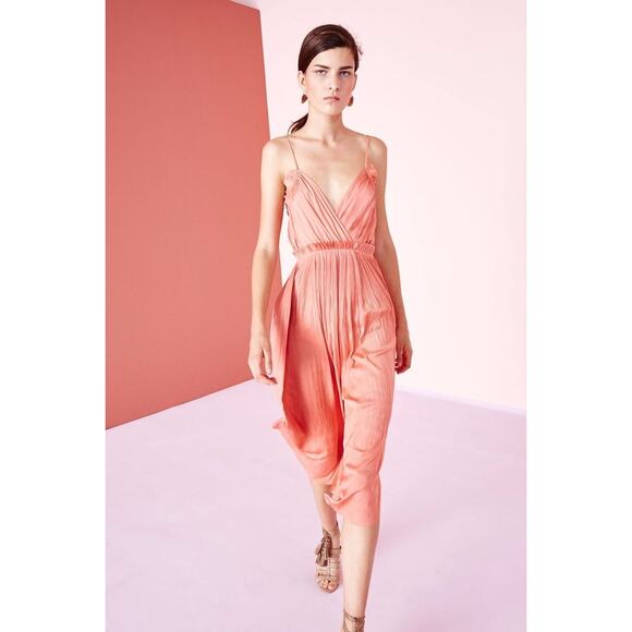 Ulla Johnson Galina Dress Dahlia Sz 2 Coral Pink Plisse Satin Ruffles Flowy Chic - Picture 1 of 16